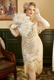 Abrikoos Pailletten Franjes Grote maat 1920s Flapper Jurk