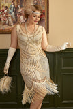 Abrikoos Pailletten Franjes Grote maat 1920s Flapper Jurk