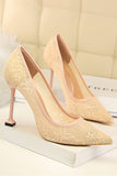 Zwarte Kant Stiletto Pointy Heels