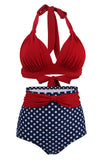 Polka Dots Halter Bikini Badmode