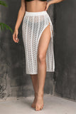 Witte gehaakte strand wrap rok