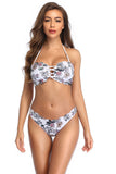 Gesp Strap Print Bandeau Bikini