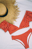 Pof mouw Polka Dot V-Hals Bikini