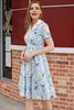 Afbeelding in Gallery-weergave laden, Kleine Daisy bedrukte V hals vintage jurk