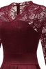 Afbeelding in Gallery-weergave laden, Burgundy 3/4 mouwen kant formele jurk