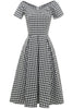 Afbeelding in Gallery-weergave laden, Zwart-wit plaid vintage jaren 1950 jurk
