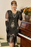 Grote maat 1920s Gatsby Pailletten Fringed Paisley Flapper Jurk