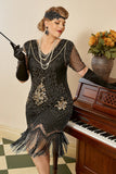 Grote maat 1920s Gatsby Pailletten Fringed Paisley Flapper Jurk