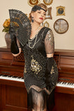 Grote maat 1920s Gatsby Pailletten Fringed Paisley Flapper Jurk