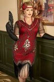 Grote maat 1920s Gatsby Pailletten Fringed Paisley Flapper Jurk