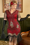 Grote maat 1920s Gatsby Pailletten Fringed Paisley Flapper Jurk