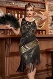 Zwarte Fringe Seuqins Gatsby 1920s Jurk