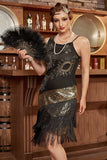 Zwarte Fringe Seuqins Gatsby 1920s Jurk