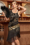 Zwarte Fringe Seuqins Gatsby 1920s Jurk