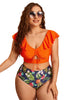 Afbeelding in Gallery-weergave laden, Grote maat Oranje Bloemen Bikini