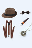 Khaki 1920s Accessoires Set voor Mannen
