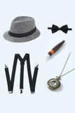 Khaki 1920s Accessoires Set voor Mannen