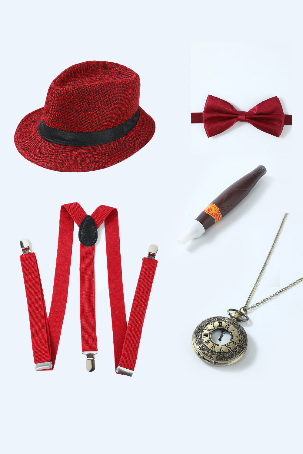 Rode 1920s Accessoires Set voor Mannen