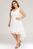 Afbeelding in Gallery-weergave laden, Witte kanten asymmetrische grote maat jurk