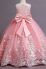 Afbeelding in Gallery-weergave laden, Roze borduurwerk mouwloze bloemenmeisje jurk met strik