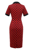 Polka Dots Rode jaren 1960 Jurk met Strik