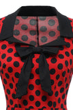 Polka Dots Rode jaren 1960 Jurk met Strik