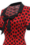 Polka Dots Rode jaren 1960 Jurk met Strik