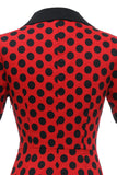 Polka Dots Rode jaren 1960 Jurk met Strik