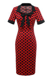 Polka Dots Rode jaren 1960 Jurk met Strik