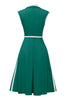 Afbeelding in Gallery-weergave laden, Revers hals groene swing jaren 1950 jurk met riem
