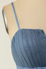 Afbeelding in Gallery-weergave laden, A Line Spaghettibandjes Blauw Grijs Korte Homecoming Jurk