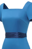 Blauwe jaren 1960 Bodycon Jurk met strik