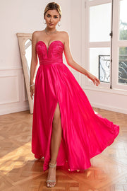 Fuchsia Strapless Galajurk met Spleetje