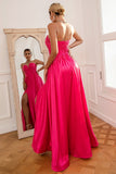 Fuchsia Strapless Galajurk met Spleetje