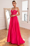 Fuchsia Strapless Galajurk met Spleetje