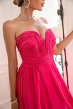 Fuchsia Strapless Galajurk met Spleetje