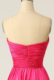 A Lijn Sweetheart Fuchsia Lange Galajurk met Ruched