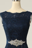 Navy Lace Sheath Moeder Jurk