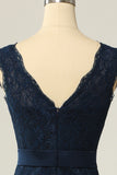 Navy Lace Sheath Moeder Jurk