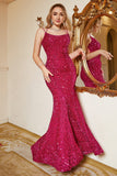 Hot Pink Pailletten Zeemeermin Plus Size Galajurk met Lac-up Rug