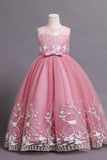 Tulle Blush Flower Girl Jurk met Bowknot