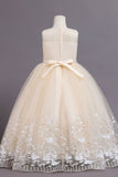 Tulle Blush Flower Girl Jurk met Bowknot