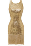 Bodycon Gouden Pailletten Cocktail Jurk Open Rug