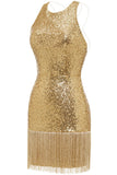 Bodycon Gouden Pailletten Cocktail Jurk Open Rug