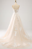 Een lijn Sweetheart lange korset trouwjurk met appliques