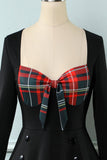 Plaid jaren 1950 Jurk met lange mouwen