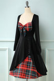 Plaid jaren 1950 Jurk met lange mouwen