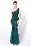 Mermaid Een schouder Prom Jurk met Appliques