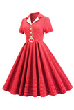 Retro Stijl Rode Plaid Jaren 1950 Jurk