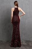 Burgundy Sequin Lange galajurk met Spleet